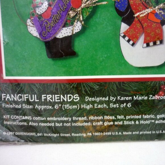 Sunset Christmas Ornament Sewing Kit Fanciful Friends Santa Snowman 18125 - Picture 4 of 6